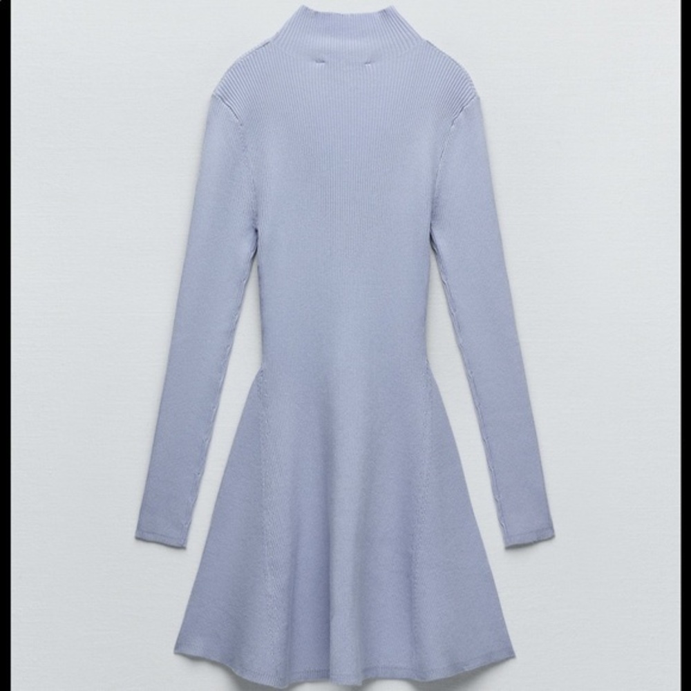 Zara NWT blue long sleeve knit dress